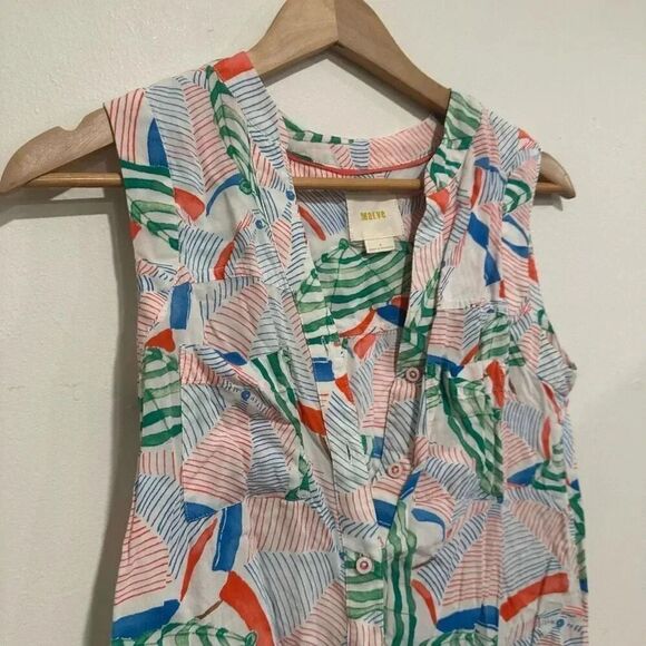 Anthropologie Maeve Tank Top Women’s Button Shirt Sunseeker Size 0 - Picture 2 of 3